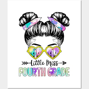 Little Miss Fourth Grade Girls Back To School Shirt Daughter Posters and Art